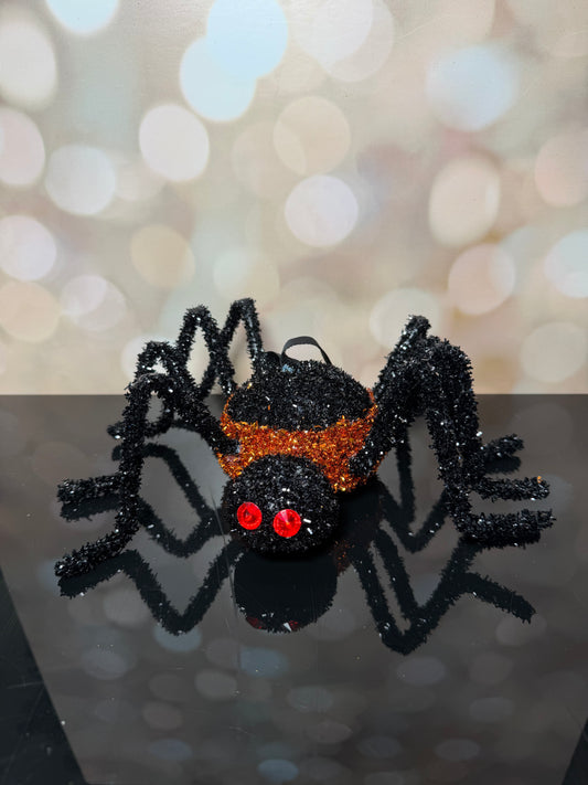 11" TINSEL GLITTER SPIDER BKOR