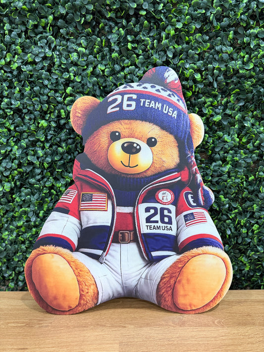 16" Olympic Bear Sign - Burlap and Bling Decor