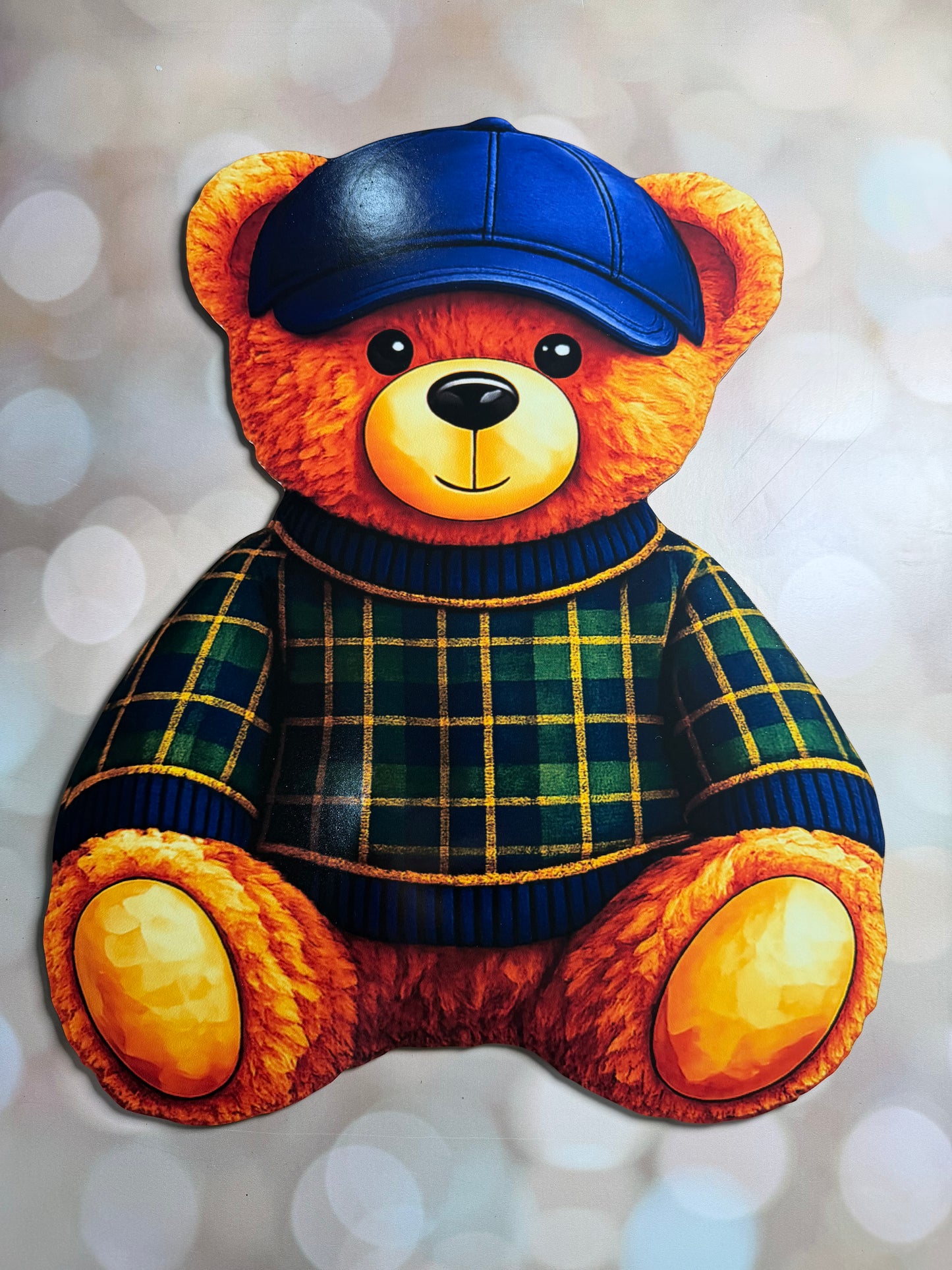 Blue and Green Boy Bear Sign 16" Wood Sign