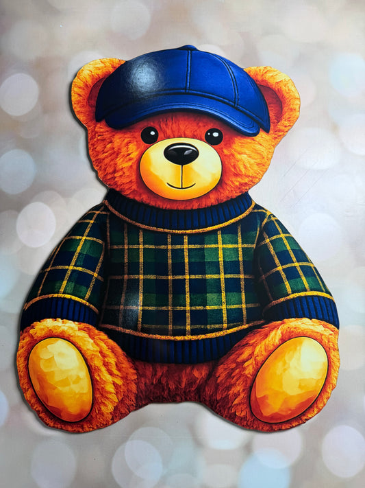 Blue and Green Boy Bear Sign 16" Wood Sign