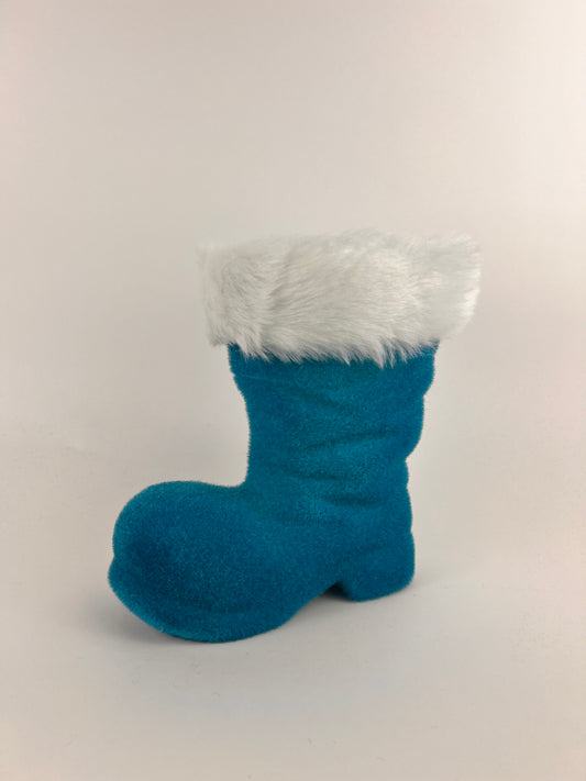 Flocked Boot Lg 10" - Burlap and Bling Decor