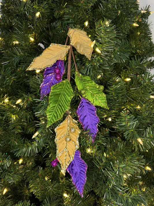 30" MARDI GRAS LEAF SPRAY
