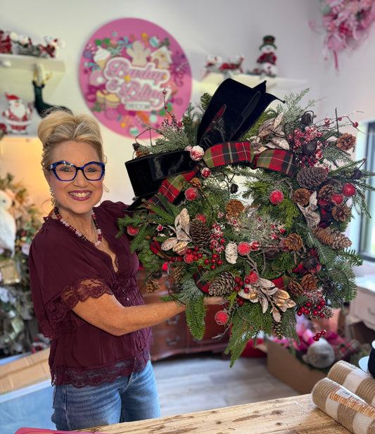 Natural woodland plaid wreath