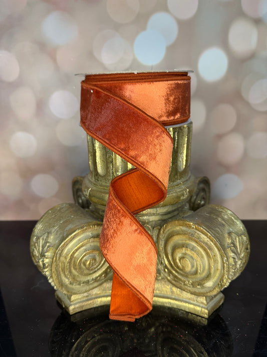 1.5"X10YD  COPPER VELVET WIRED RIBBON