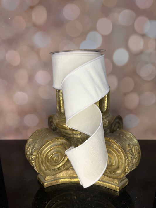 2.5"X10YD WINTER WHITE DUPIONI - Burlap and Bling Decor