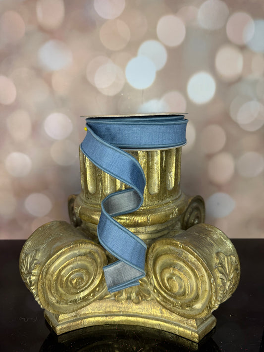 7/8"X10YD SMOKE BLUE/GREY DUPIONI WIRED RIBBON