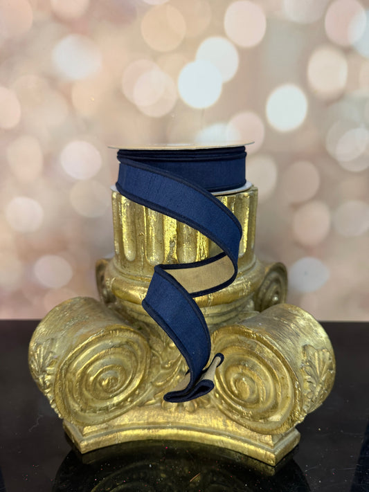 7/8"X10YD-NAVY BLUE/GOLD DUPIONI WIRED RIBBON