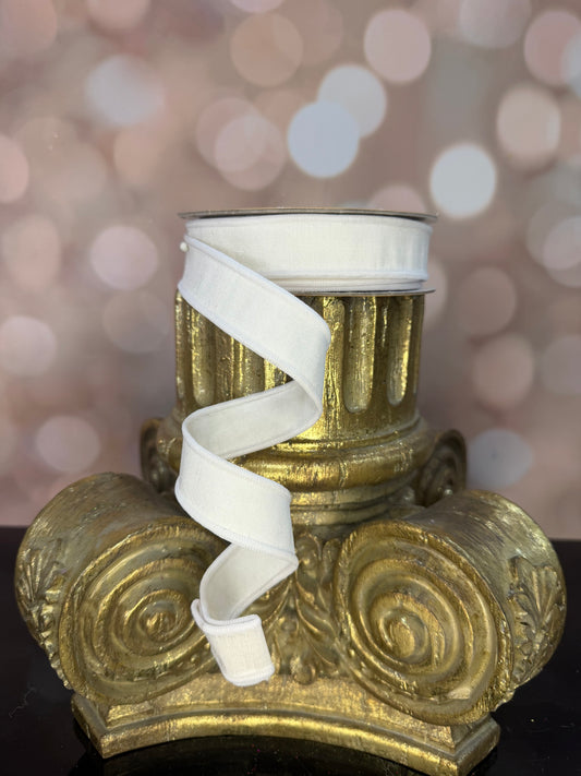 7/8"X10YD-WINTER WHITE DUPIONI WIRED RIBBON