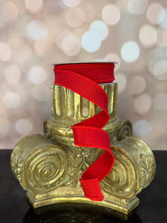7/8"X10YD- RED DUPIONI WIRED RIBBON