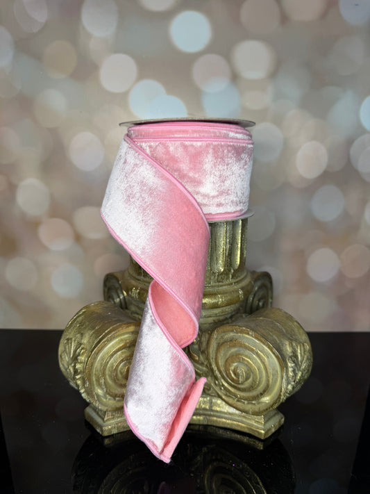 2.5"X10YD VELVET/SILK LIGHT PINK - Burlap and Bling Decor