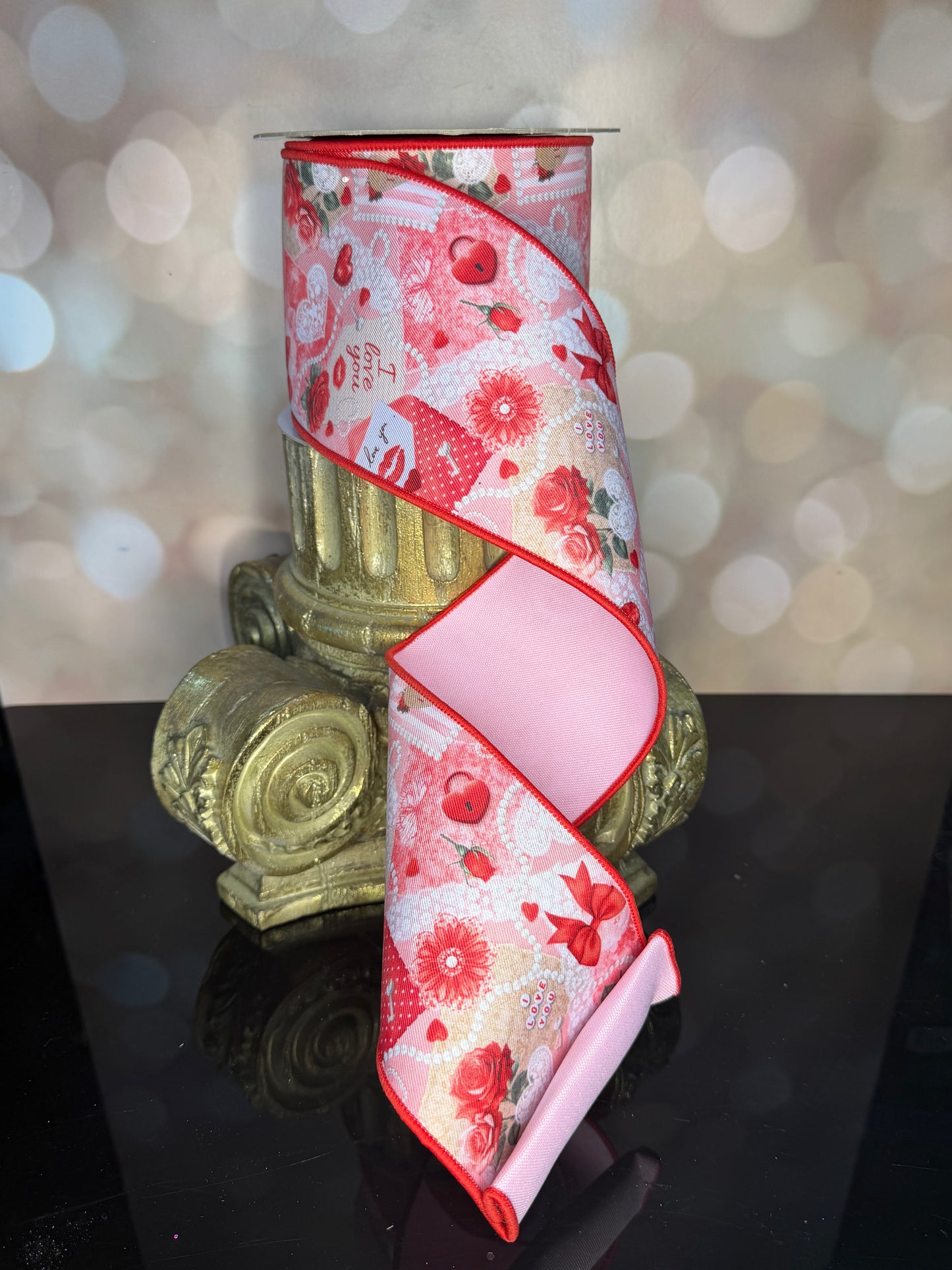 4"X10YD VINTAGE VALENTINE/FUSED WHITE/PINK/MULTI