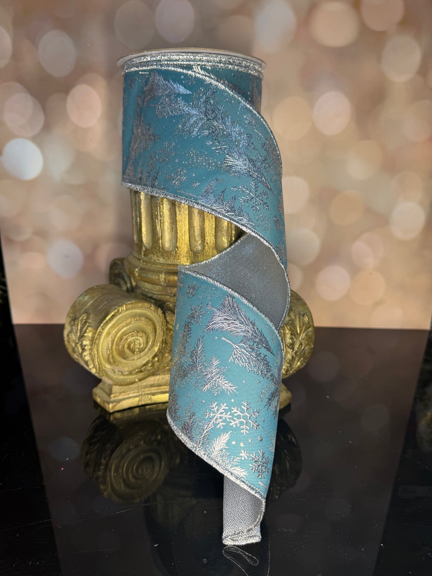 4"X10YD FOIL TREE/FUSED SMOKE BLUE/SILVER - Burlap and Bling Decor