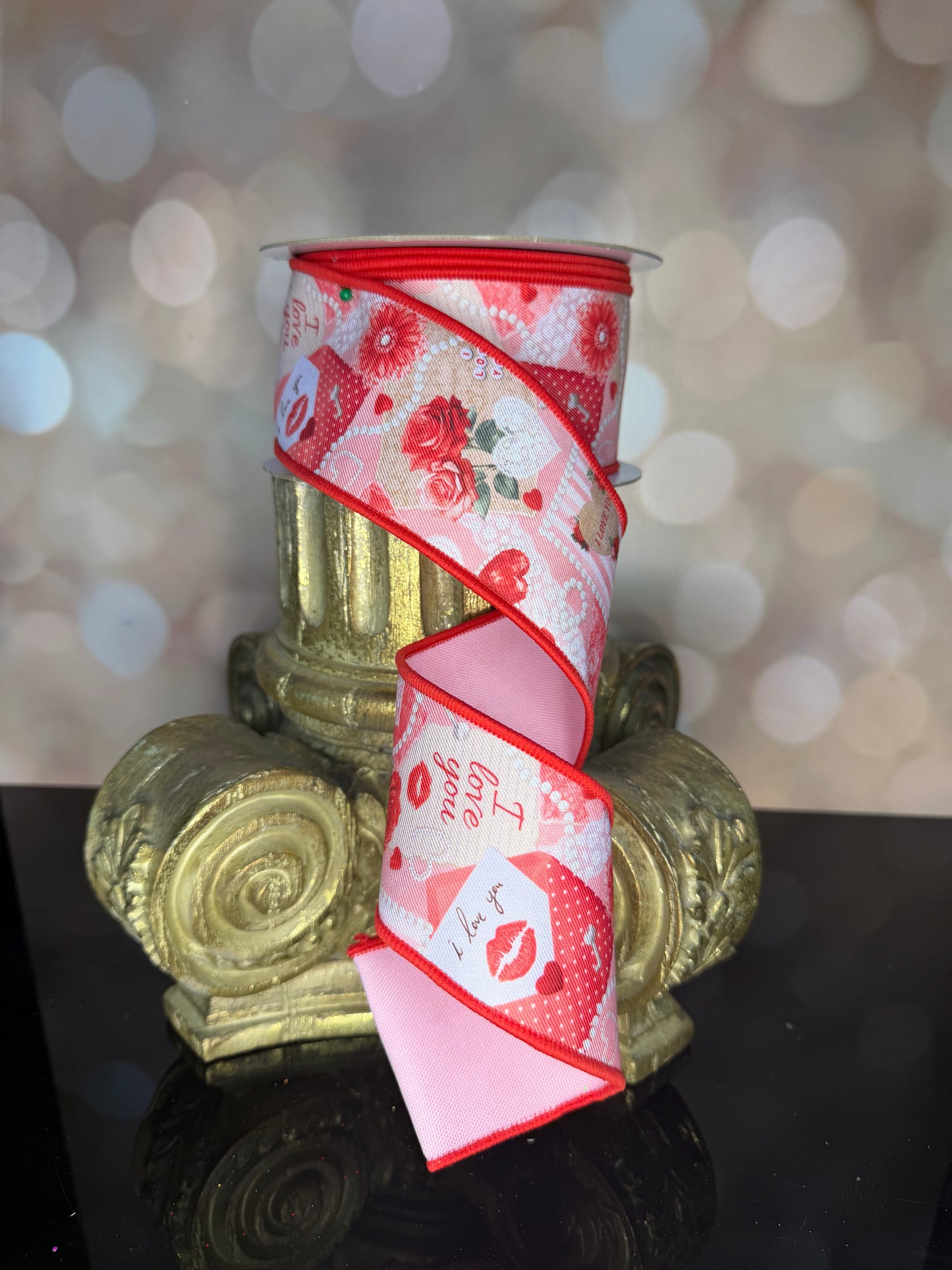 2.5"X10YD VINTAGE VALENTINE/FUSED WHITE/PINK/MULTI