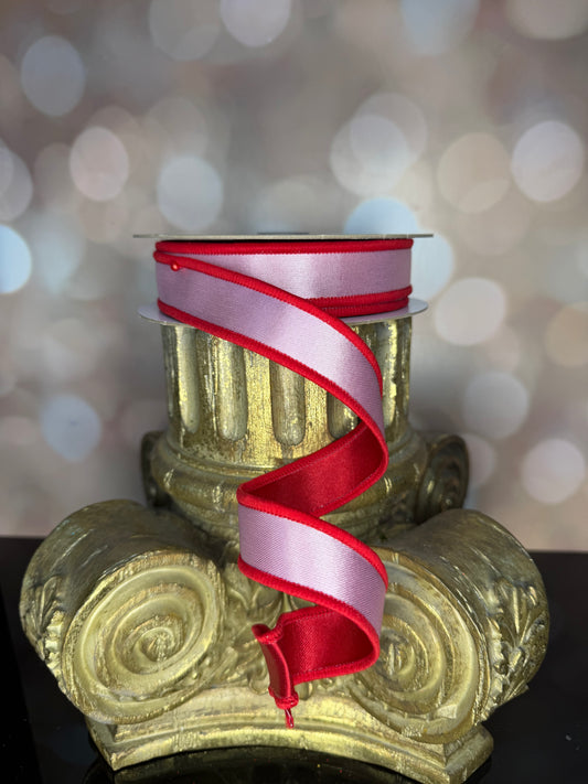 7/8"X10YD SATIN FUSED BRIGHT PINK/RED - Burlap and Bling Decor