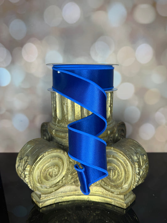 1.5"X10YD SATIN FUSED ROYAL BLUE - Burlap and Bling Decor