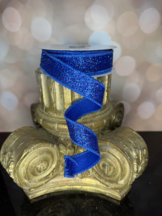 7/8"X10YD LASER GLITTER ROYAL BLUE - Burlap and Bling Decor