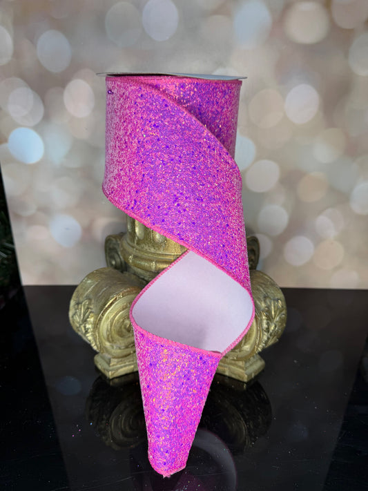 4"X10YD HOT PINK HEXAGON GLITTER/FUSED - Burlap and Bling Decor