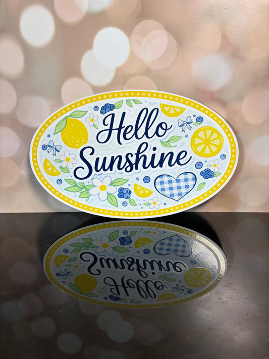 Hello Sunshine 12" oval - Burlap and Bling Decor