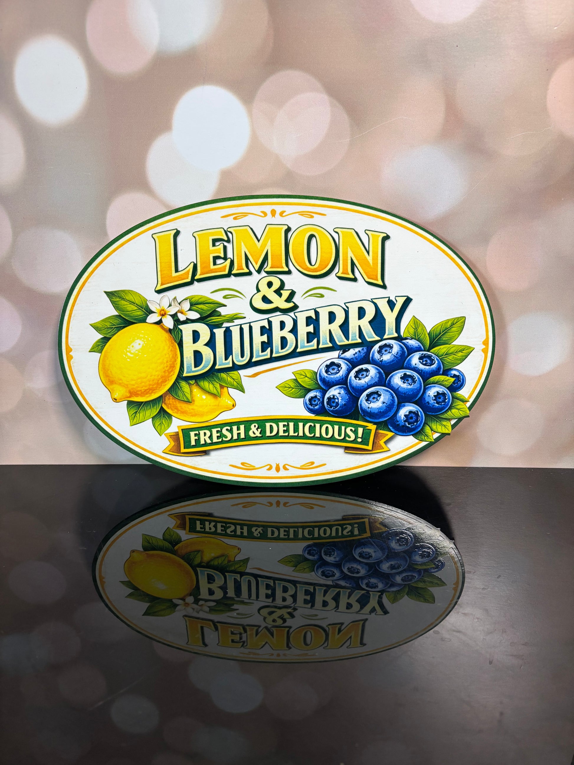 Lemon and Blueberry 12"oval - Burlap and Bling Decor