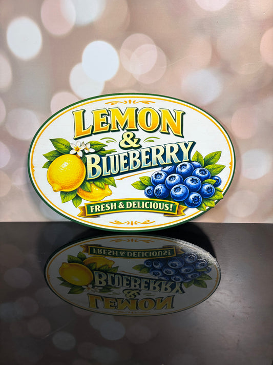 Lemon and Blueberry 12"oval - Burlap and Bling Decor
