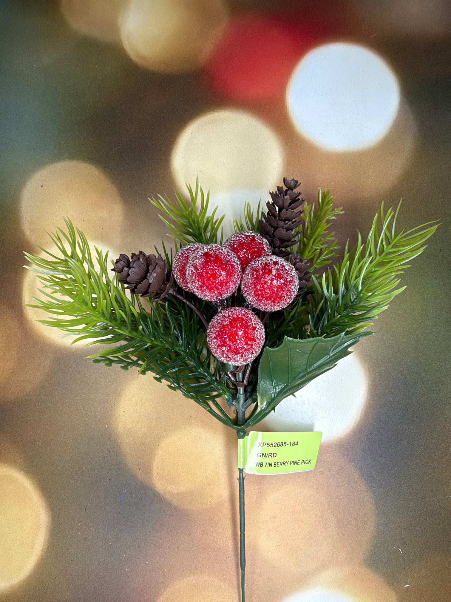 7" BERRY PINE PICK - Burlap and Bling Decor