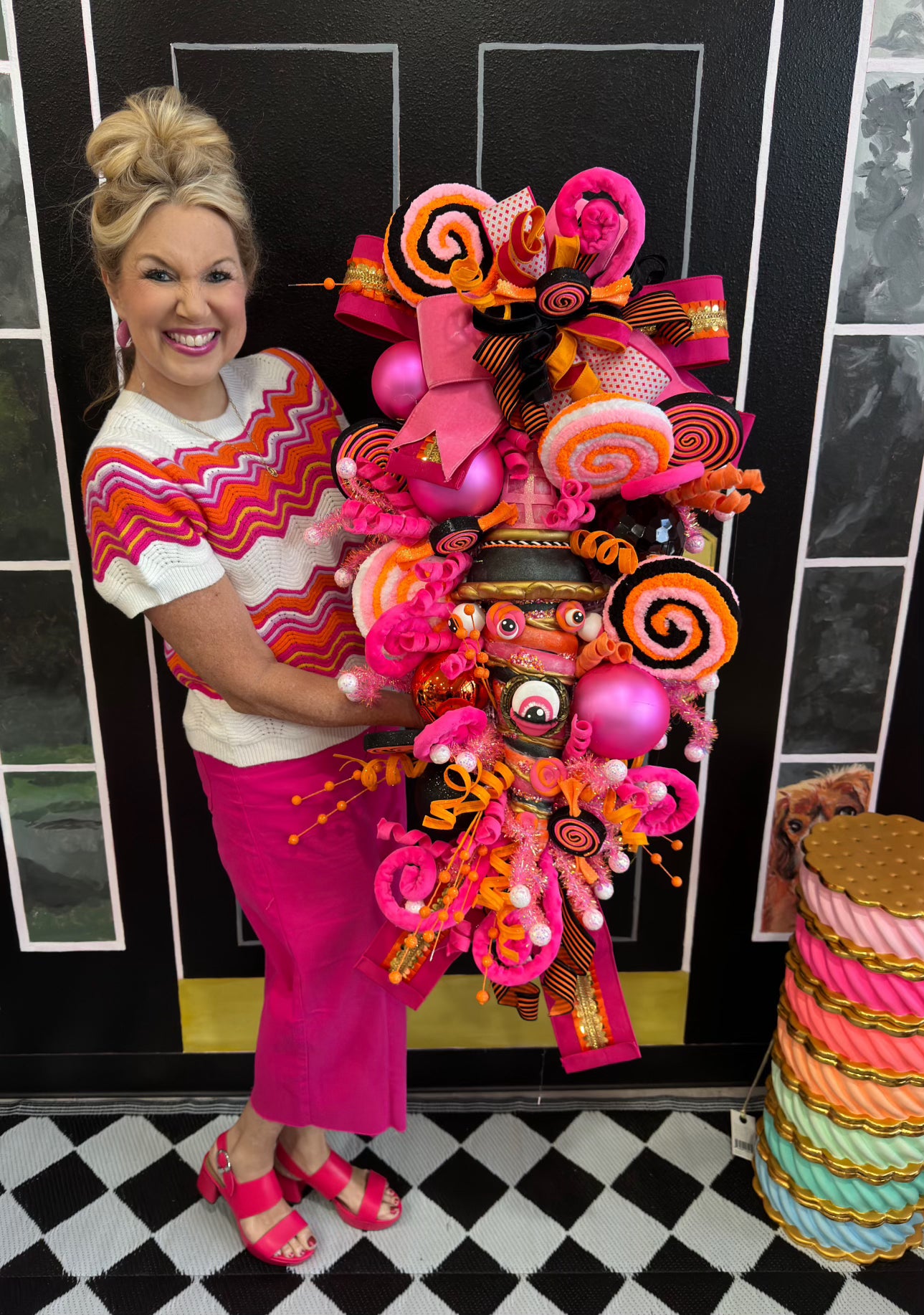 Orange and Pink Candy Halloween - Burlap and Bling Decor