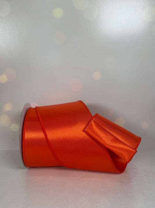 4"X10YD SATIN FUSED ORANGE - Burlap and Bling Decor