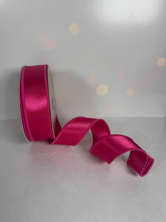 1.5"X10YD SATIN FUSED HOT PINK - Burlap and Bling Decor