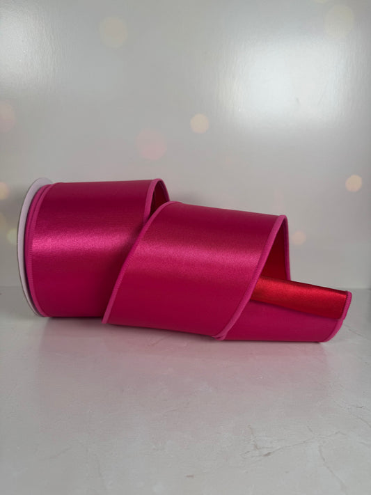 4"X10YD SATIN FUSED HOT PINK/RED - Burlap and Bling Decor