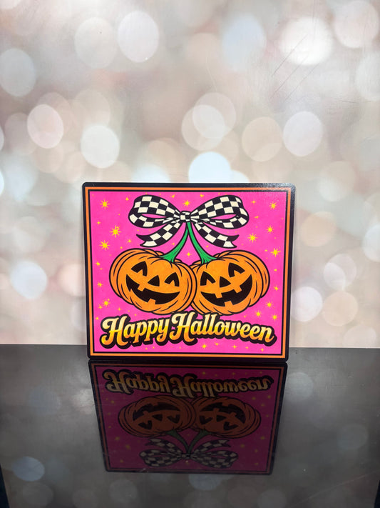 Happy Halloween Pumpkins Sign 10" - Burlap and Bling Decor