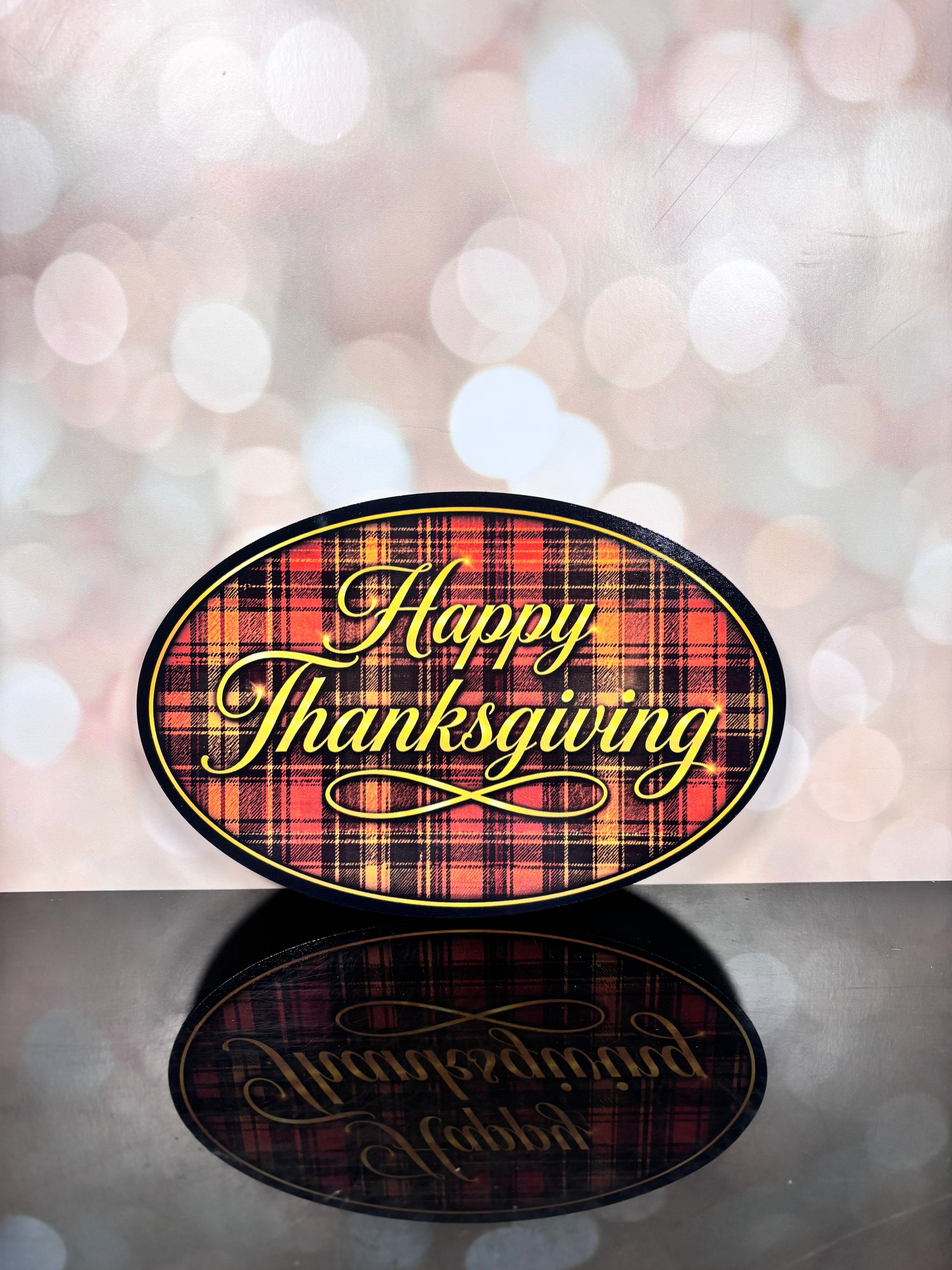 Happy Thanksgiving oval Sign 12" - Burlap and Bling Decor