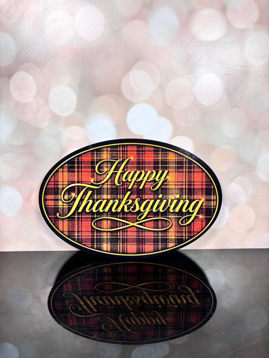 Happy Thanksgiving oval Sign 12" - Burlap and Bling Decor