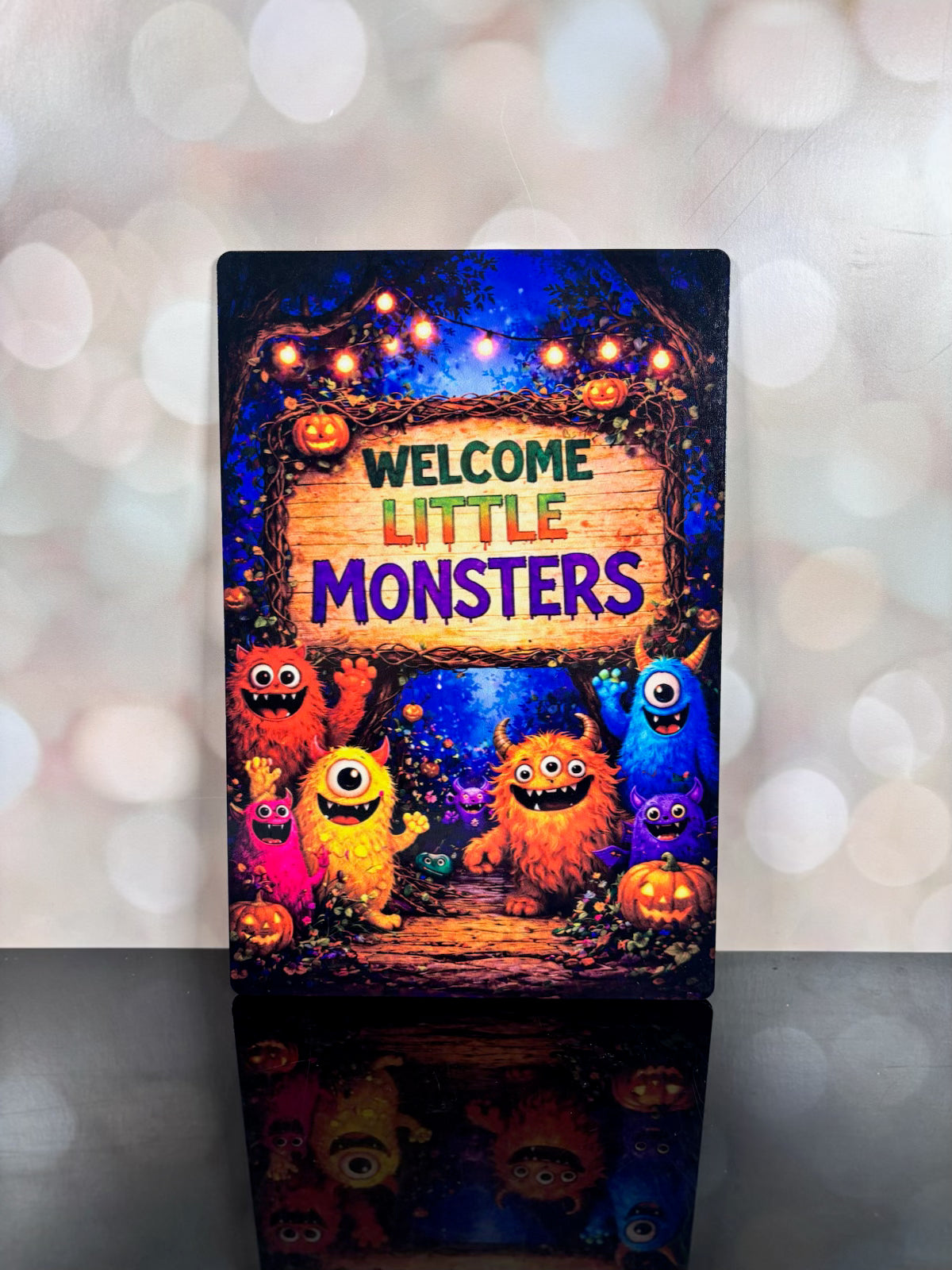 Welcome Little Monsters Sign 12" - Burlap and Bling Decor