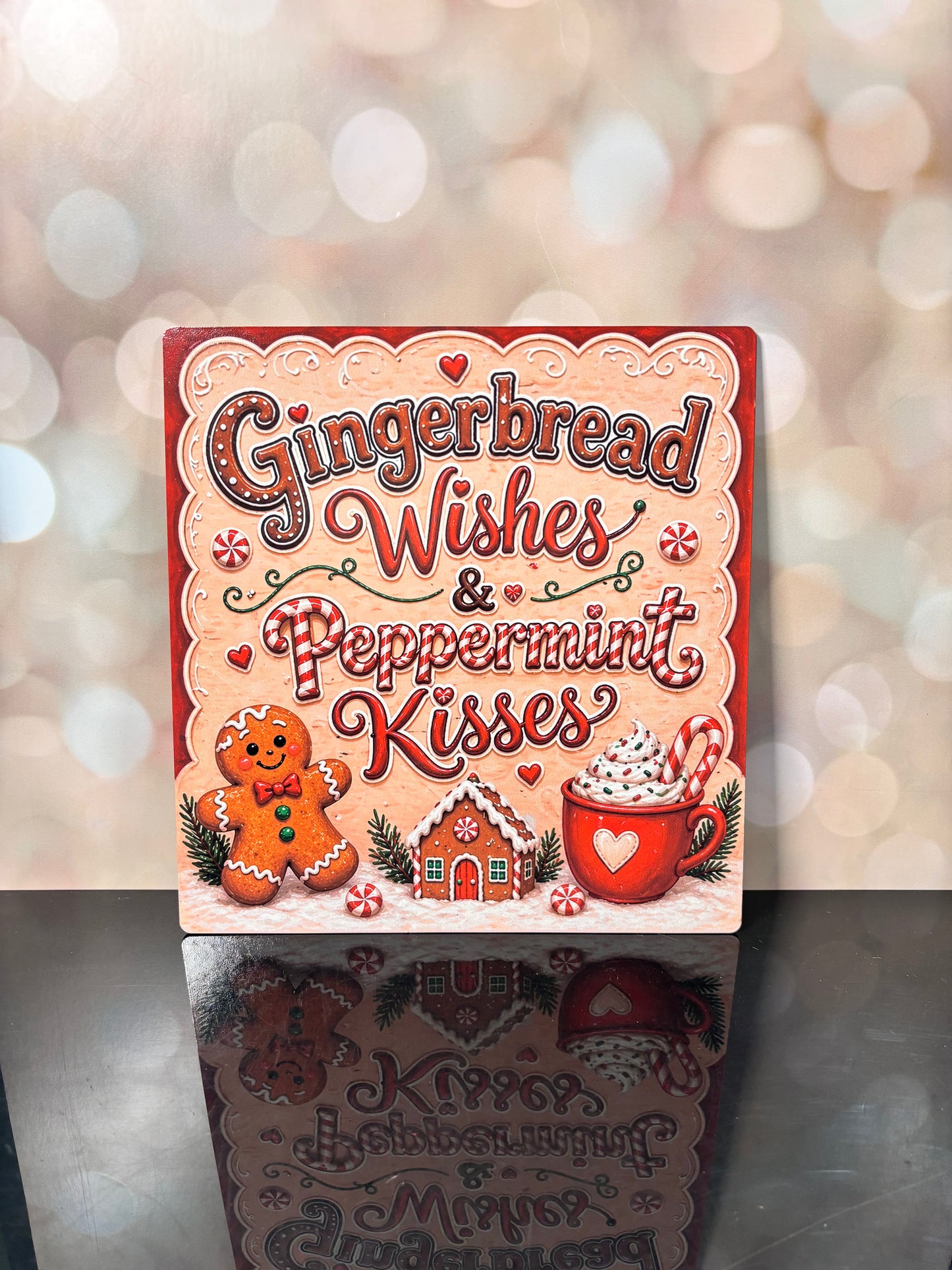 Gingerbread Kisses Sign 12" - Burlap and Bling Decor