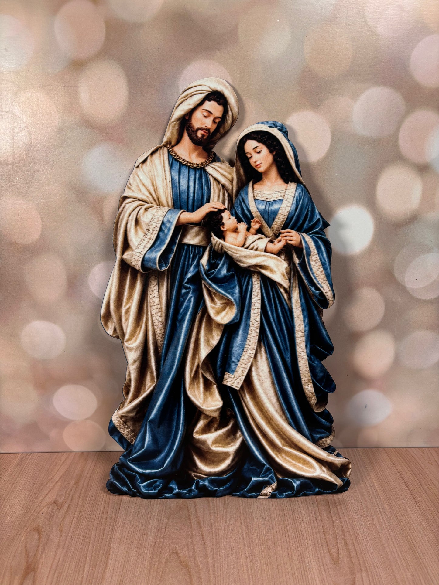 Holy Family Blue/Cream - Light Tone 16" WOOD SIGN