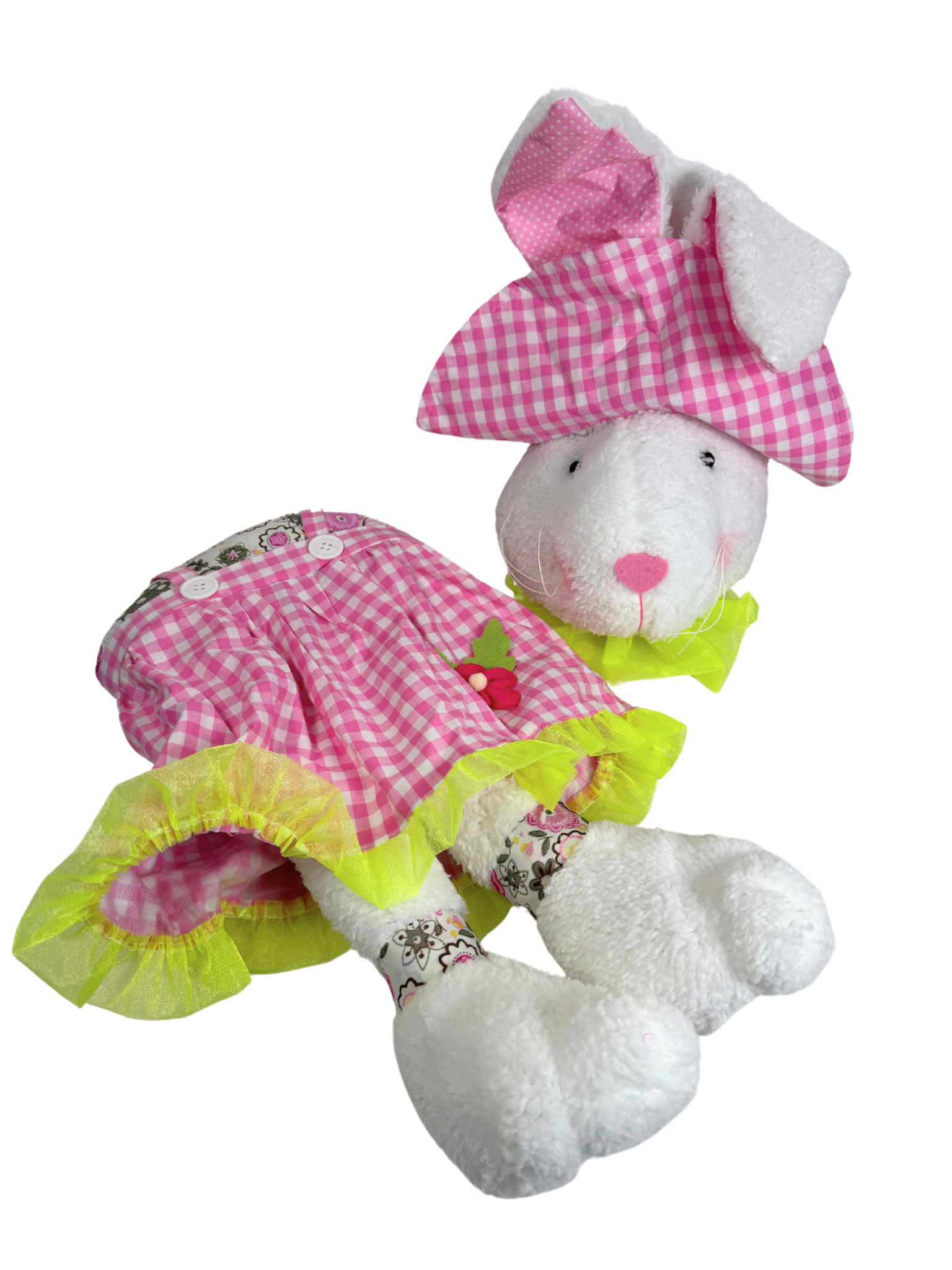 2 PIECE 32.5"H GIRL BUNNY DECOR KIT PINK/WHITE/SPRING GREEN - Burlap and Bling Decor