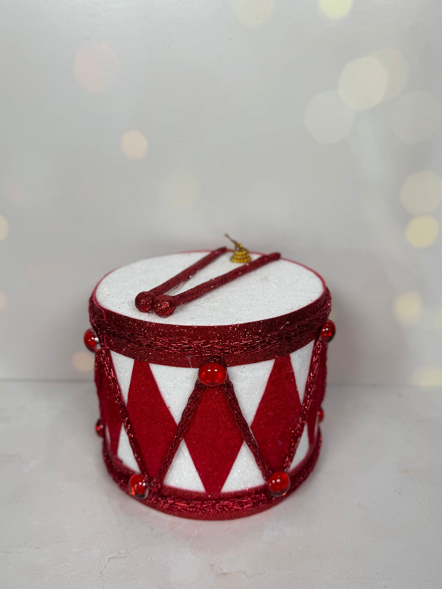 Glitter Drum Red/White - Burlap and Bling Decor