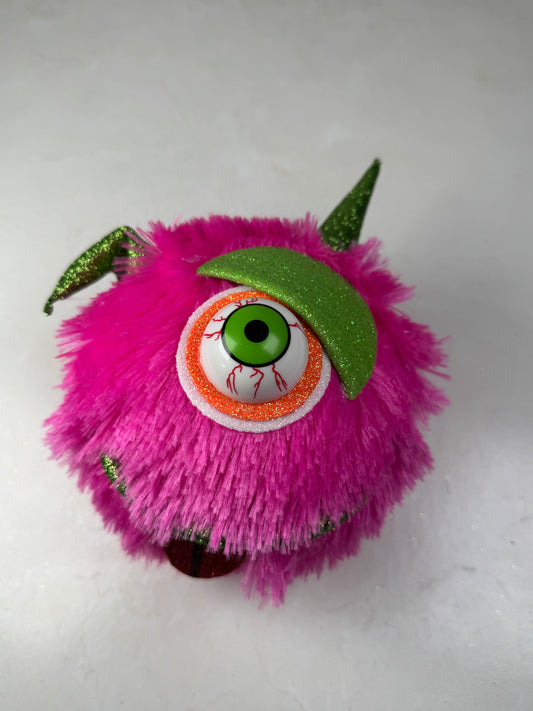 Hot Pink Orn Furry Monster H7xDIA6 - Burlap and Bling Decor