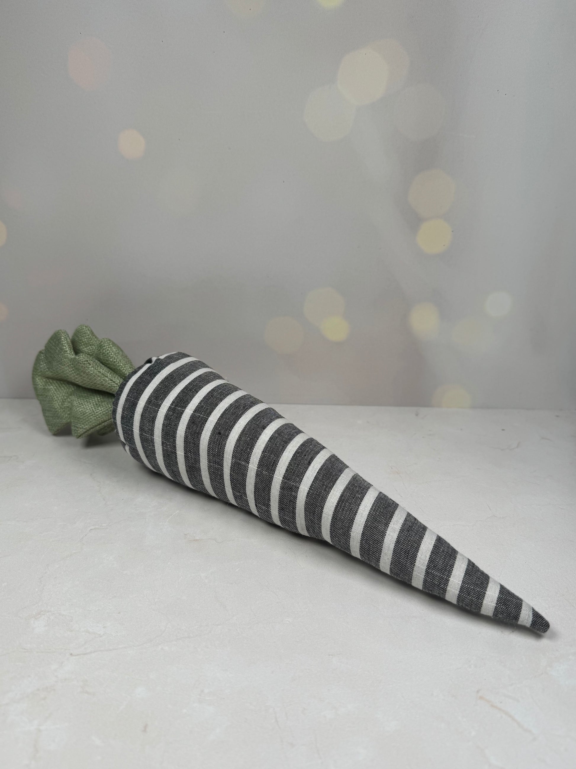 Plush Stripe Carrot Black White 17" X3.5" - Burlap and Bling Decor