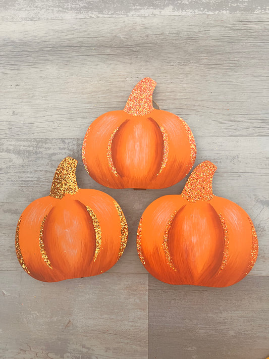 Glitter Stem Pumpkins, Set of 3 - Burlap and Bling Decor