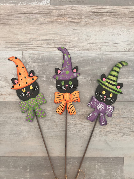 Mini Cats in Hats, Set of 3 - Burlap and Bling Decor