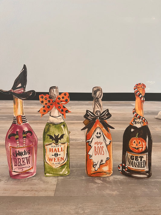 Beck's Spooky Wine Bottles, Pick 1 - Burlap and Bling Decor