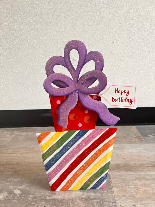 Birthday Cake Gift Stack - Burlap and Bling Decor