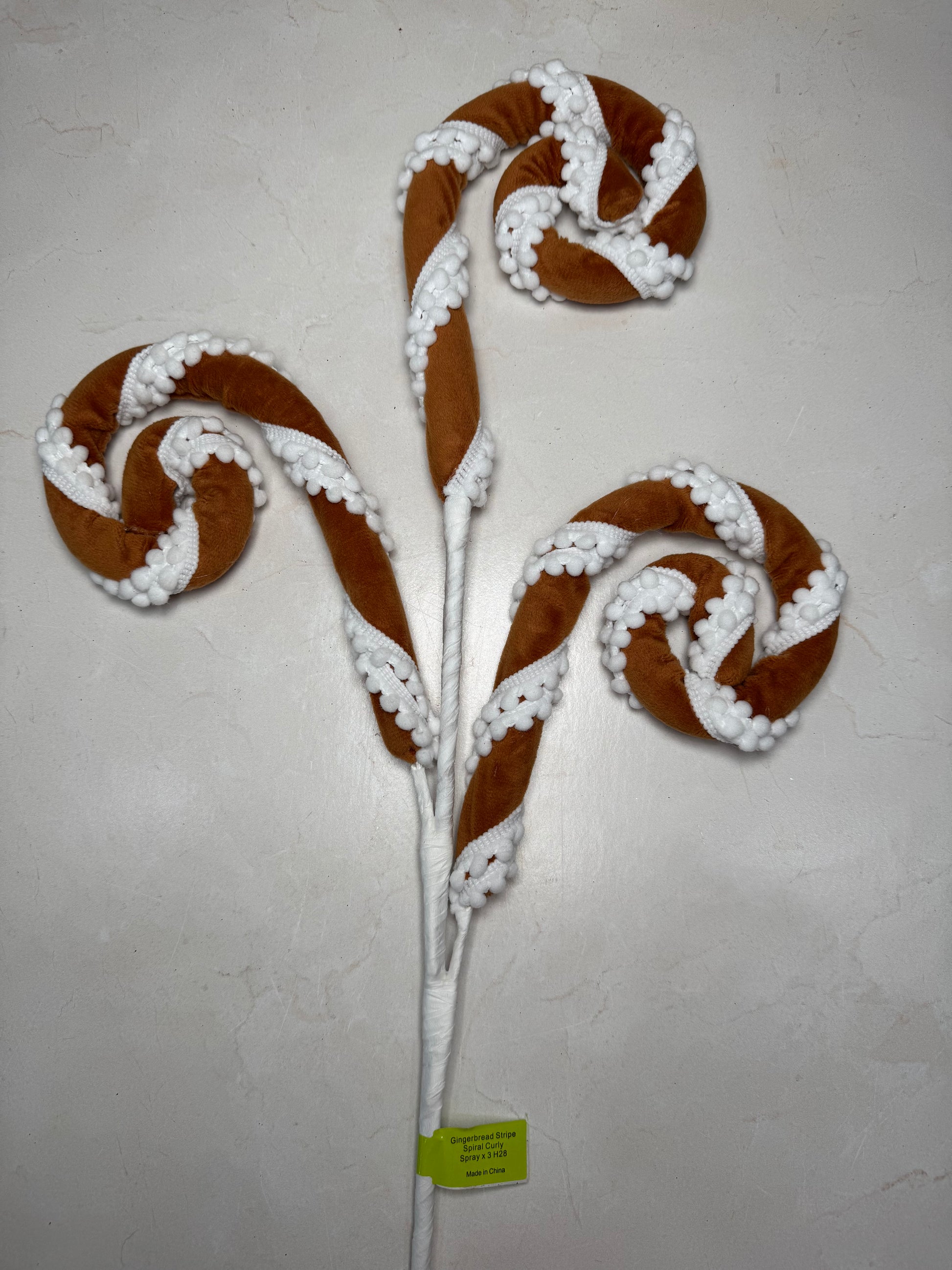 Gingerbread Stripe Spiral Curly Spray - Burlap and Bling Decor