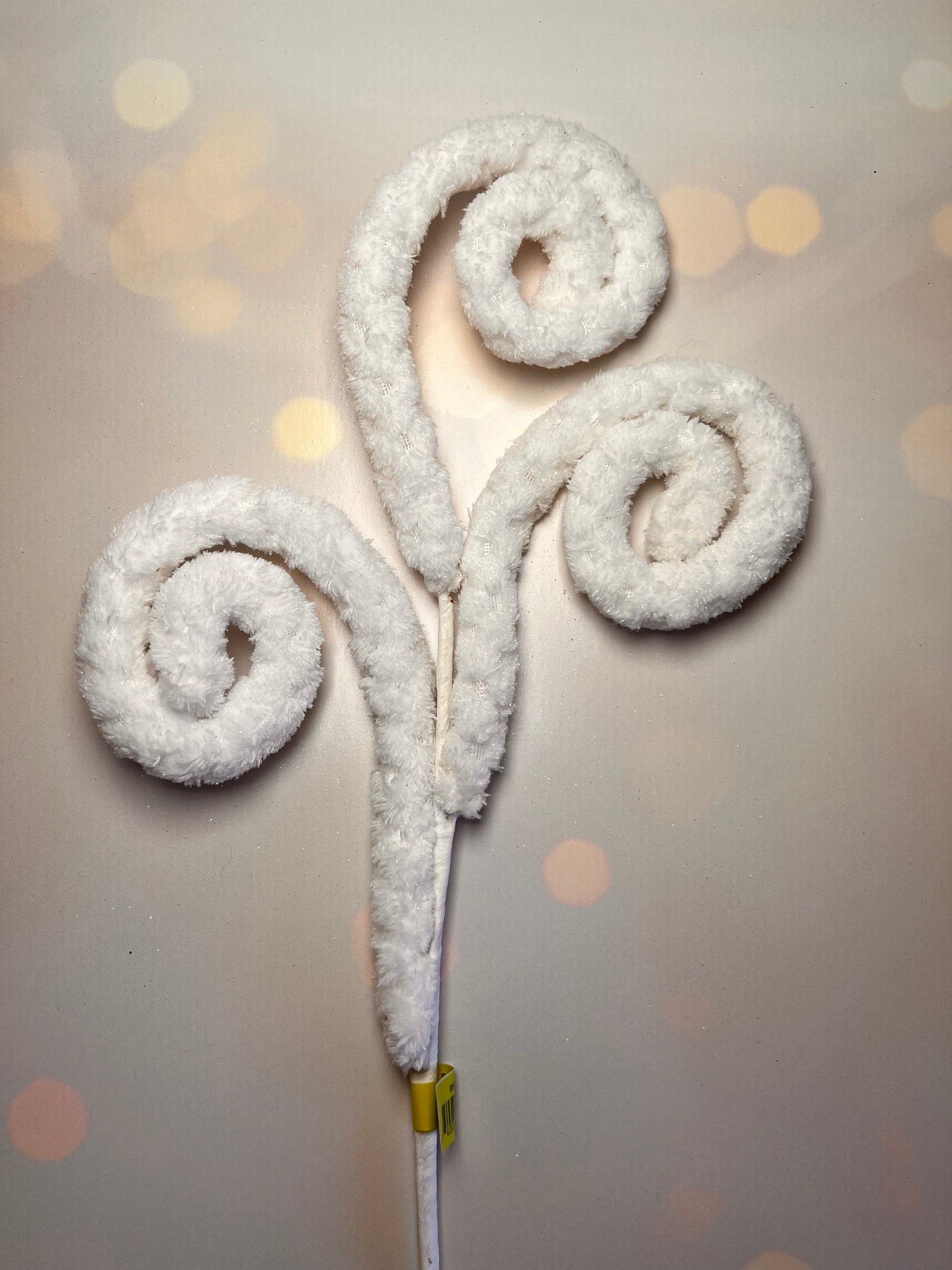 28" Fuzzy Spiral Curly Spray White - Burlap and Bling Decor