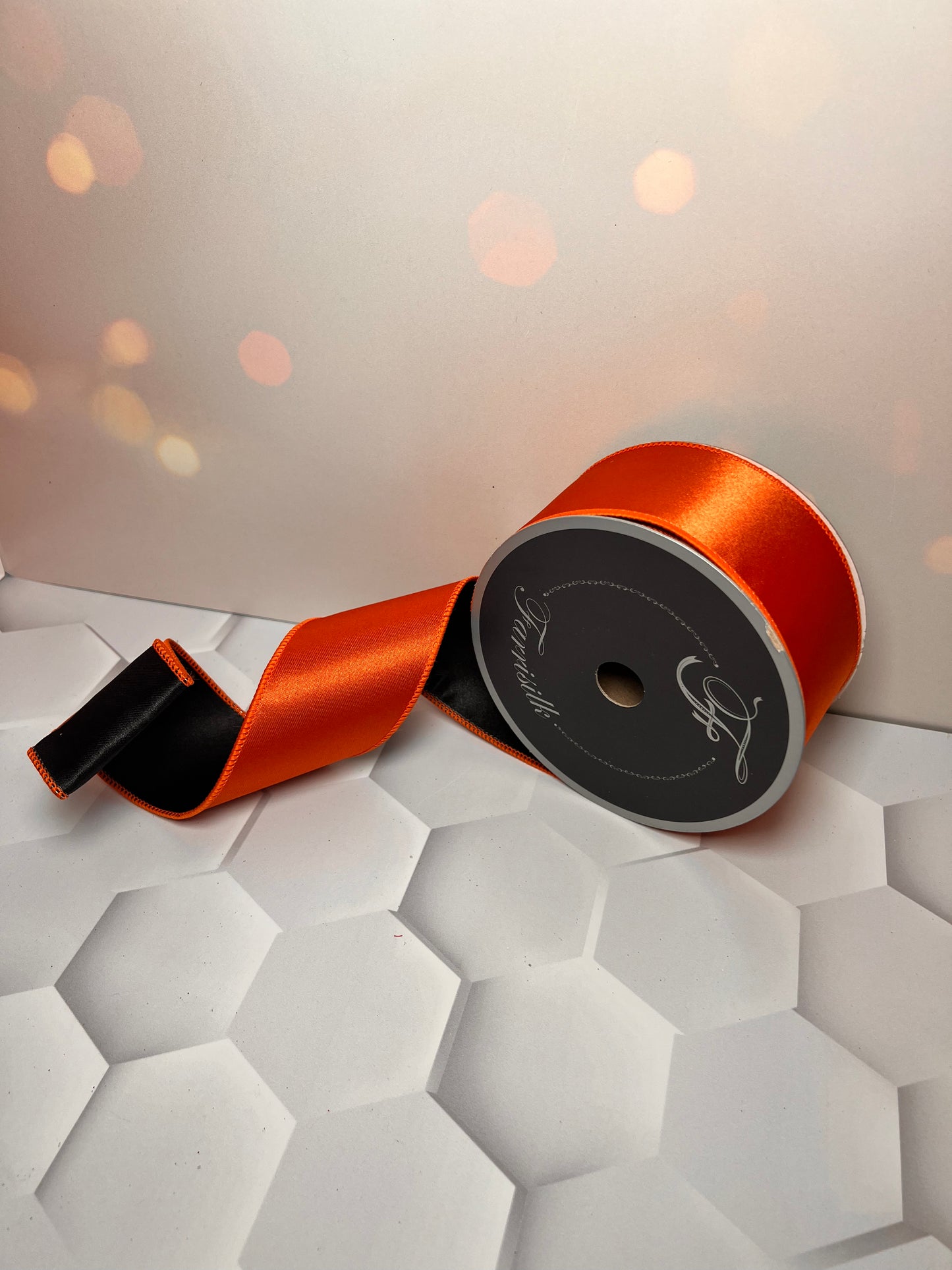 2.5"X10YD SATIN DUO BLACK ORANGE