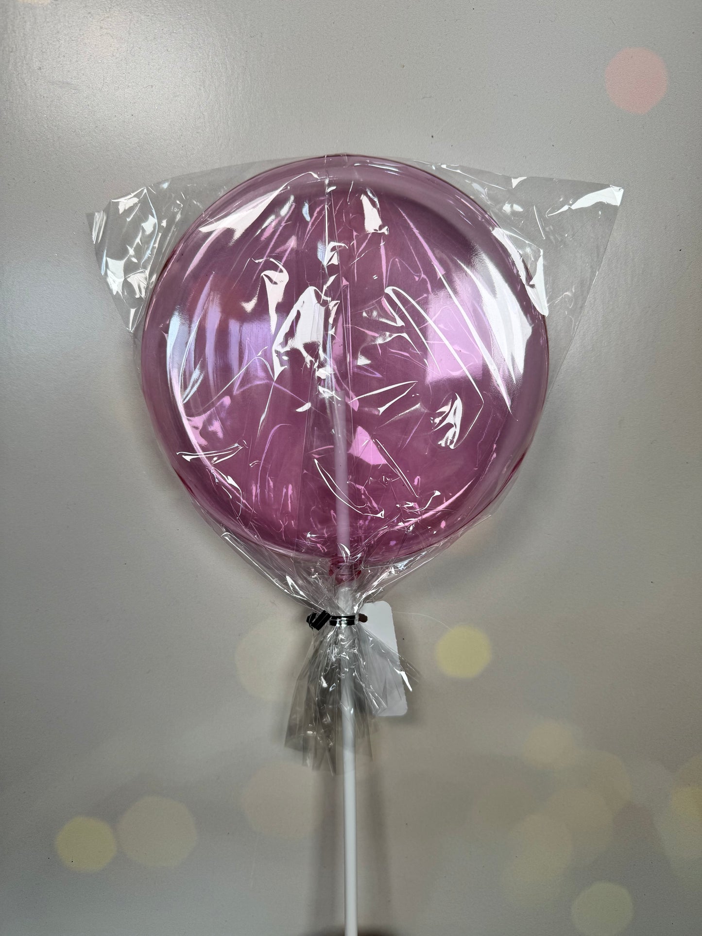 150MM LOLLIPOP W/STICK, 13.75"OAL CLEAR LIGHTER PINK - Burlap and Bling Decor