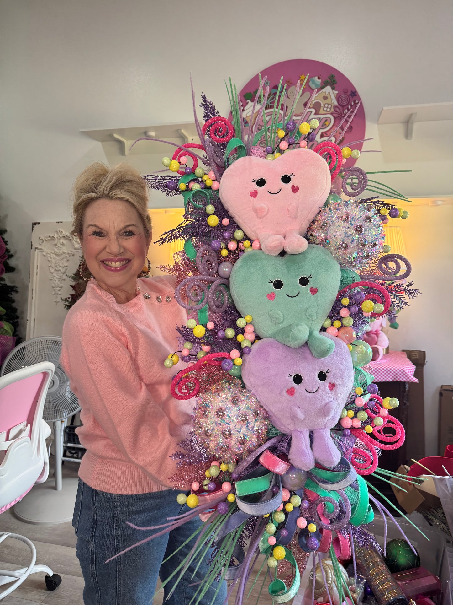 Triple Smiley Heart - Burlap and Bling Decor