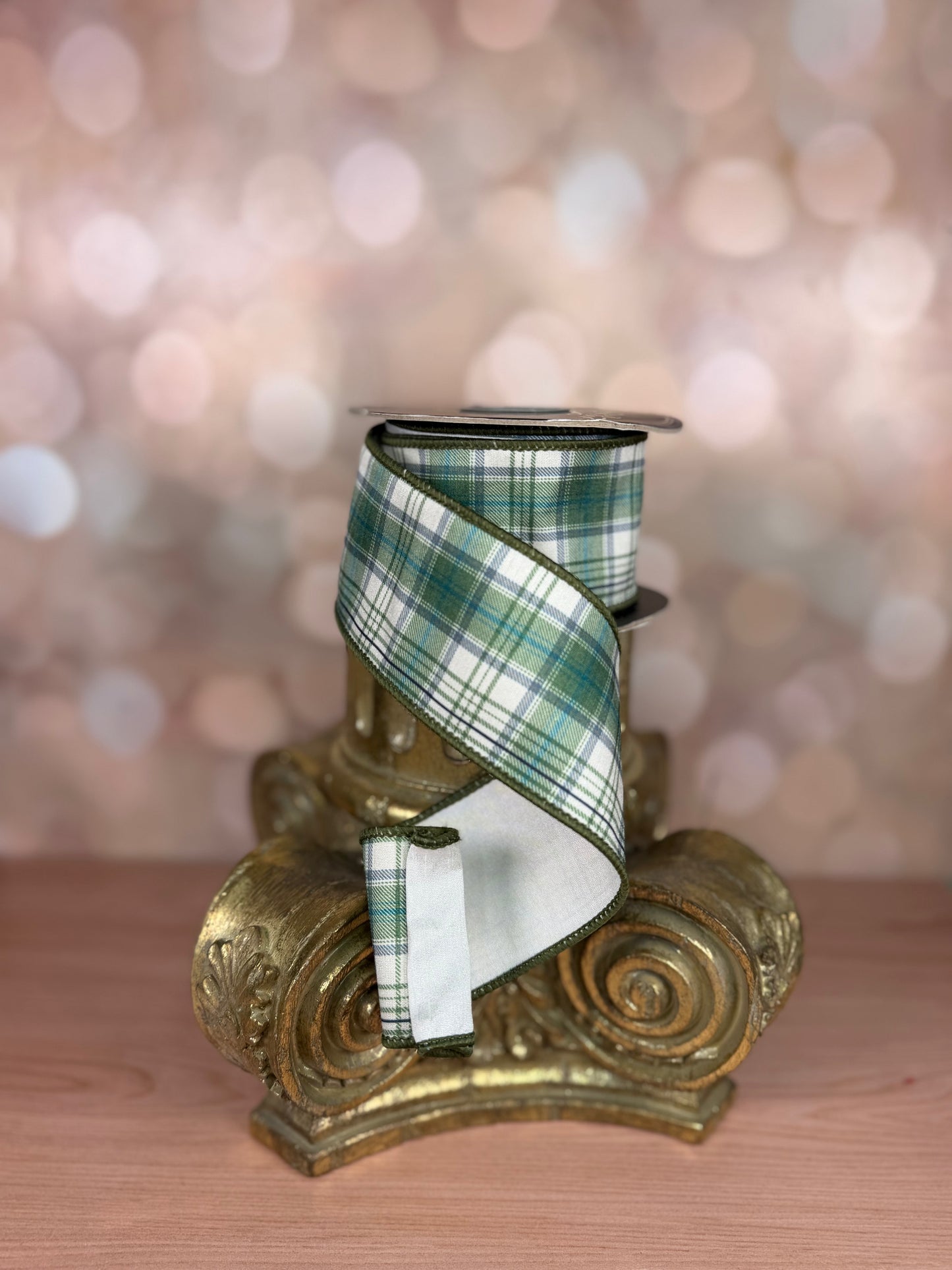 2.5' x 10 yards Green and Light Blue Plaid - Burlap and Bling Decor