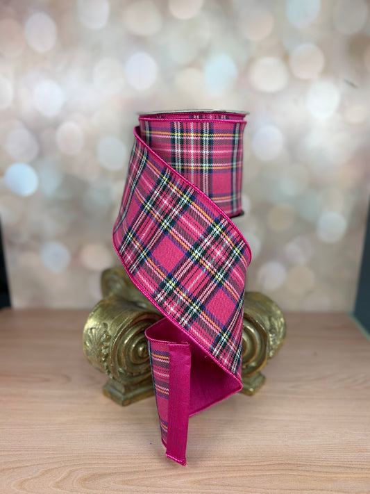 4" x 10 yards Pink Tartan Plaid - Burlap and Bling Decor